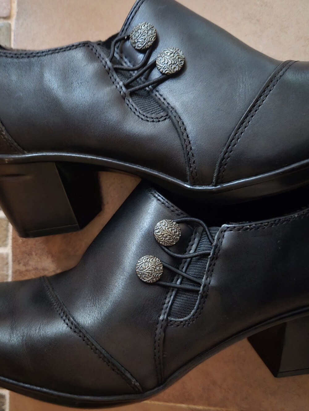 Clarks Collection Black Block Heel Lace-Up Shoes
